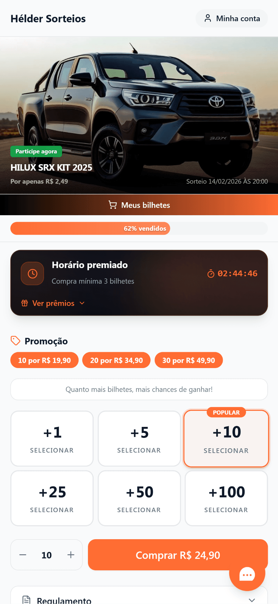 Página de sorteio Rifa 321